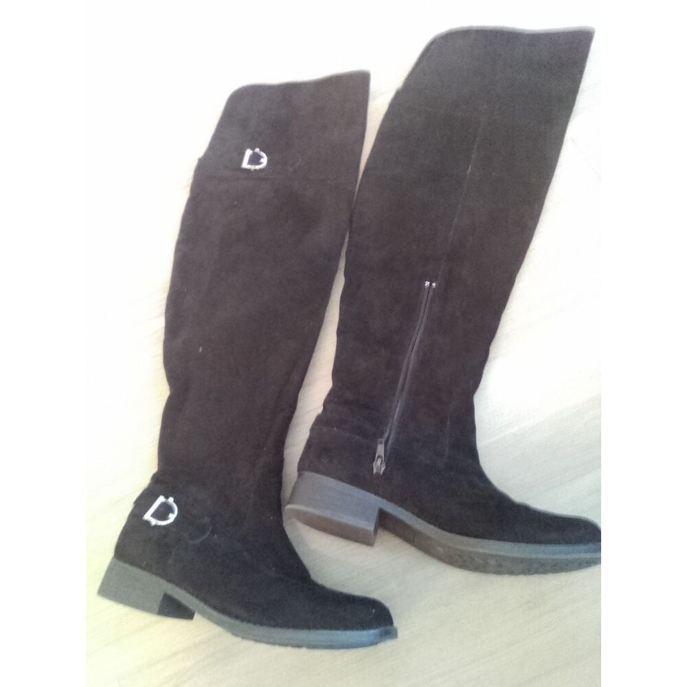Ar Adarra women's faux suede knee-high boots, black, size 7.5 (W)